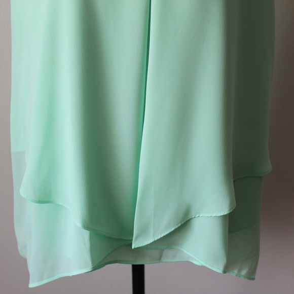 Kate & Mallory Small Mint Green Chiffon Short Sleeve Blouse - Picture 2 of 8